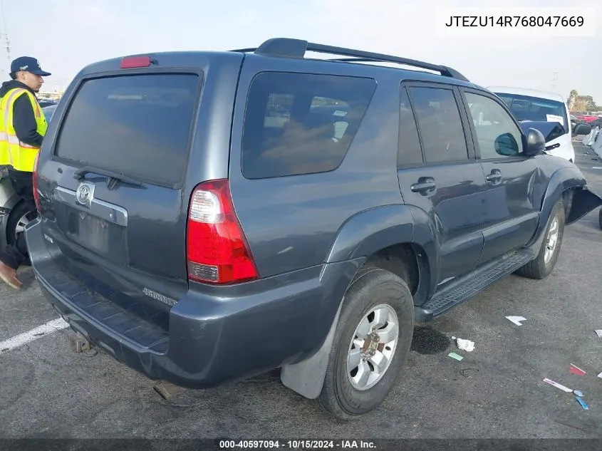 2006 Toyota 4Runner Sr5 V6 VIN: JTEZU14R768047669 Lot: 40597094