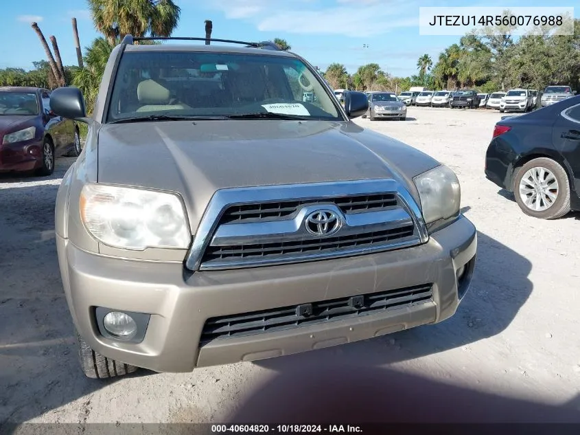 2006 Toyota 4Runner Sr5 V6 VIN: JTEZU14R560076988 Lot: 40604820