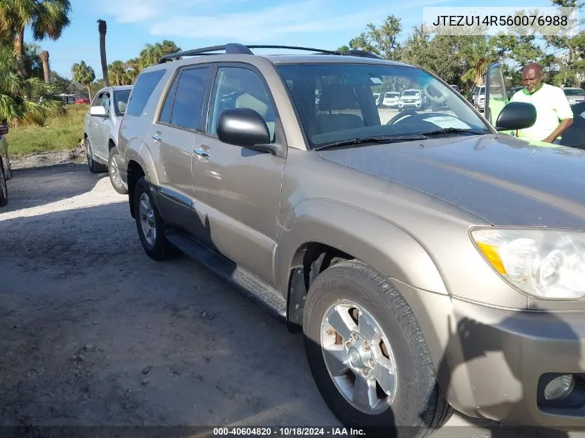 2006 Toyota 4Runner Sr5 V6 VIN: JTEZU14R560076988 Lot: 40604820