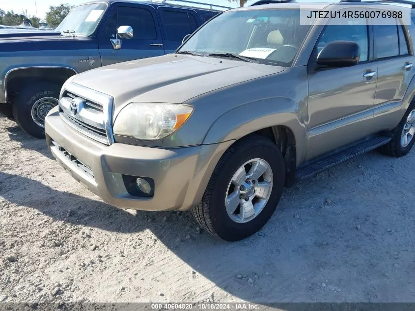 2006 Toyota 4Runner Sr5 V6 VIN: JTEZU14R560076988 Lot: 40604820