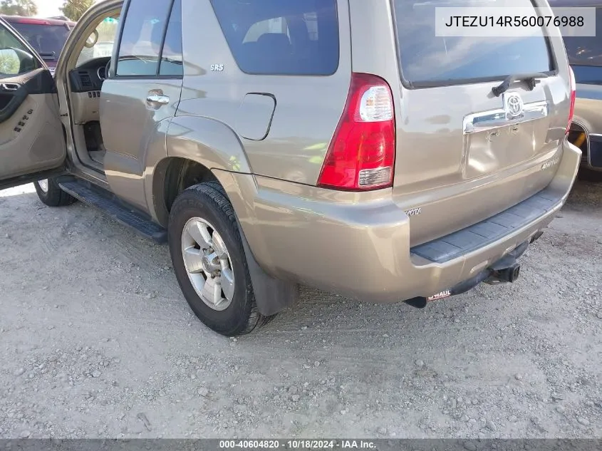 2006 Toyota 4Runner Sr5 V6 VIN: JTEZU14R560076988 Lot: 40604820