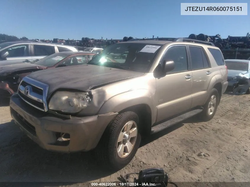 2006 Toyota 4Runner Sr5/Sport VIN: JTEZU14R060075151 Lot: 40622006