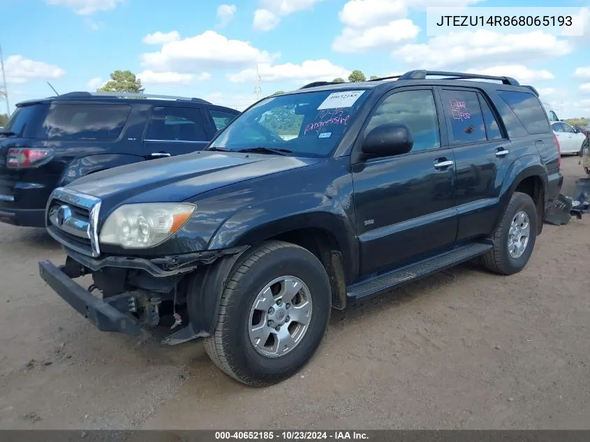 2006 Toyota 4Runner Sr5 V6 VIN: JTEZU14R868065193 Lot: 40652185