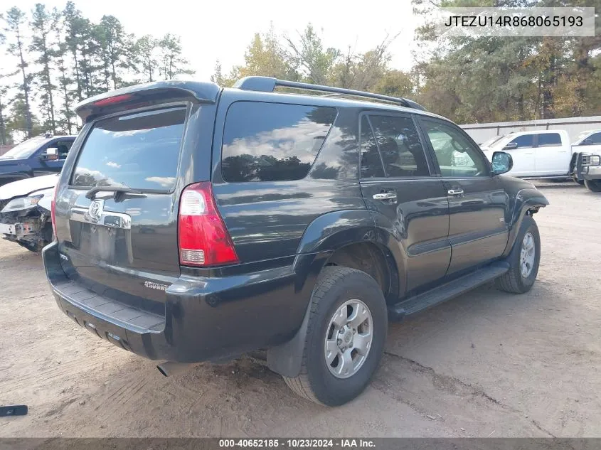 2006 Toyota 4Runner Sr5 V6 VIN: JTEZU14R868065193 Lot: 40652185