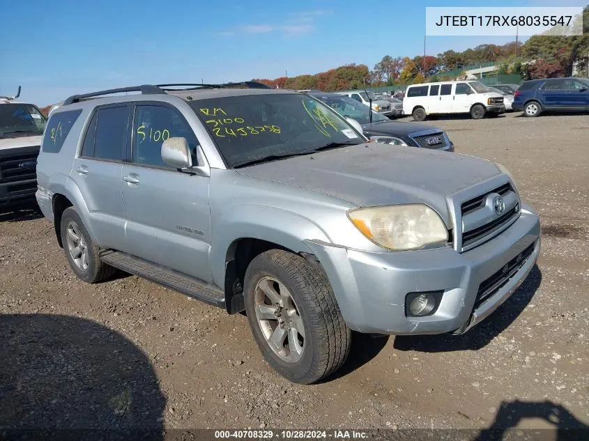 2006 Toyota 4Runner Limited V8 VIN: JTEBT17RX68035547 Lot: 40708329