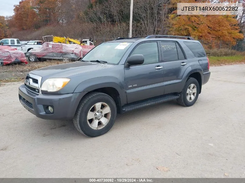 2006 Toyota 4Runner Sr5 V8 VIN: JTEBT14RX60062282 Lot: 40730092