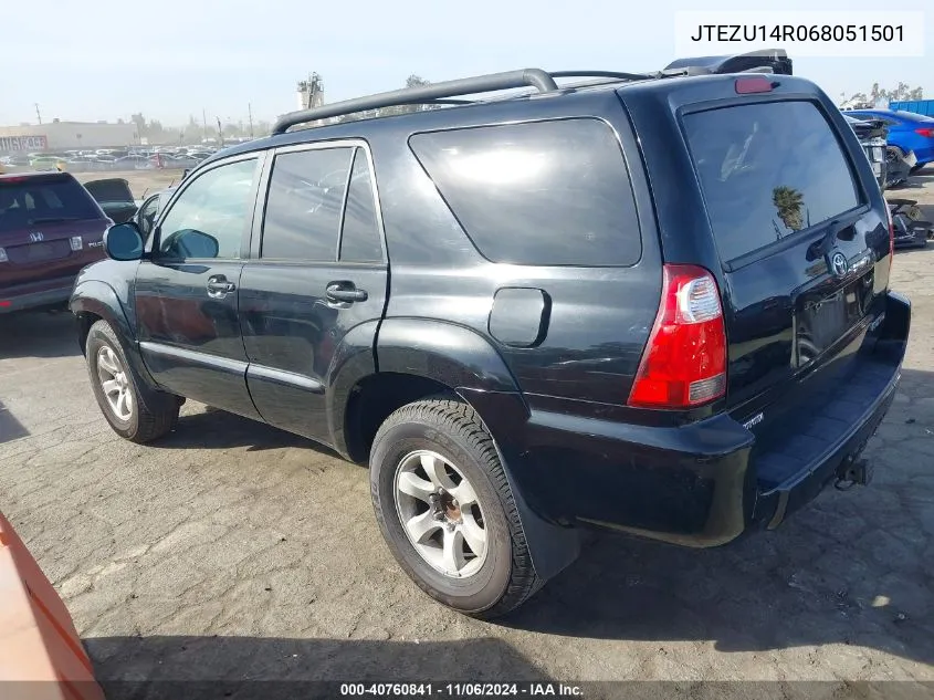 2006 Toyota 4Runner Sr5 Sport V6 VIN: JTEZU14R068051501 Lot: 40760841