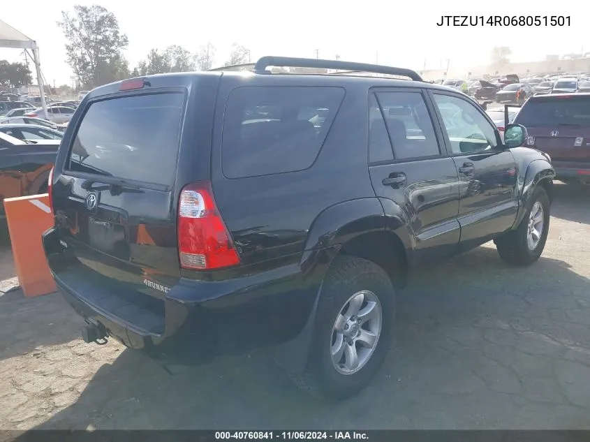 2006 Toyota 4Runner Sr5 Sport V6 VIN: JTEZU14R068051501 Lot: 40760841