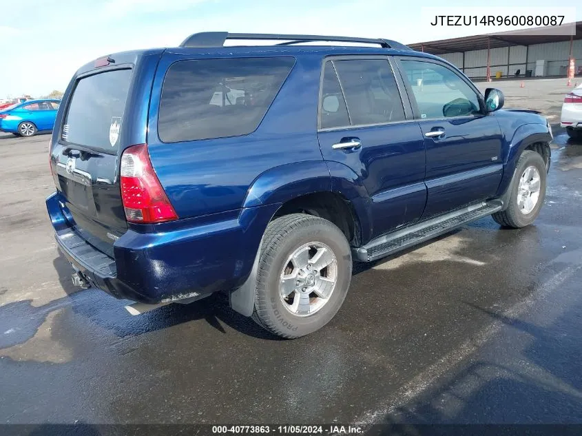 2006 Toyota 4Runner Sr5 V6 VIN: JTEZU14R960080087 Lot: 40773863