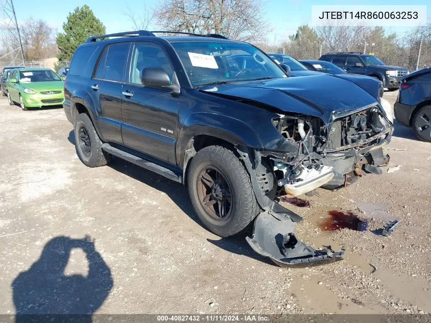 2006 Toyota 4Runner Sr5 V8 VIN: JTEBT14R860063253 Lot: 40827432