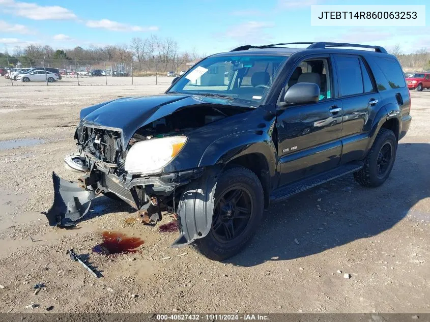 2006 Toyota 4Runner Sr5 V8 VIN: JTEBT14R860063253 Lot: 40827432