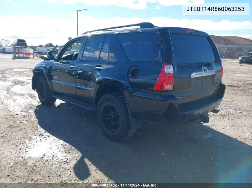 2006 Toyota 4Runner Sr5 V8 VIN: JTEBT14R860063253 Lot: 40827432