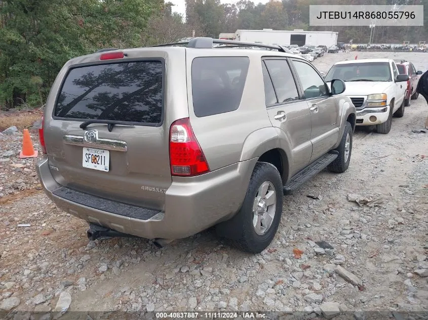 2006 Toyota 4Runner Sr5 V6 VIN: JTEBU14R868055796 Lot: 40837887