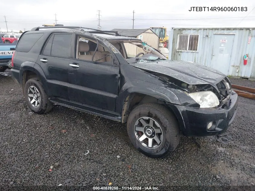 2006 Toyota 4Runner Sr5 V8 VIN: JTEBT14R960060183 Lot: 40839250