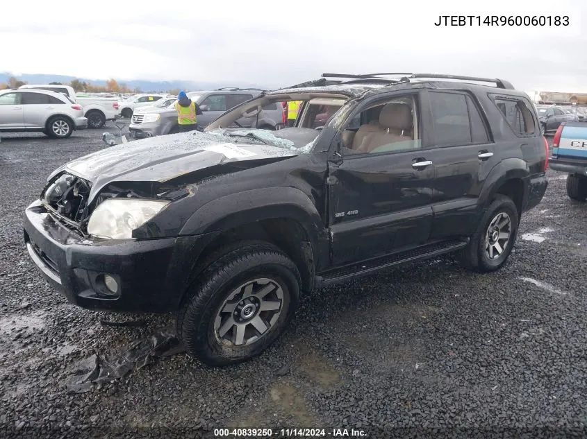 2006 Toyota 4Runner Sr5 V8 VIN: JTEBT14R960060183 Lot: 40839250