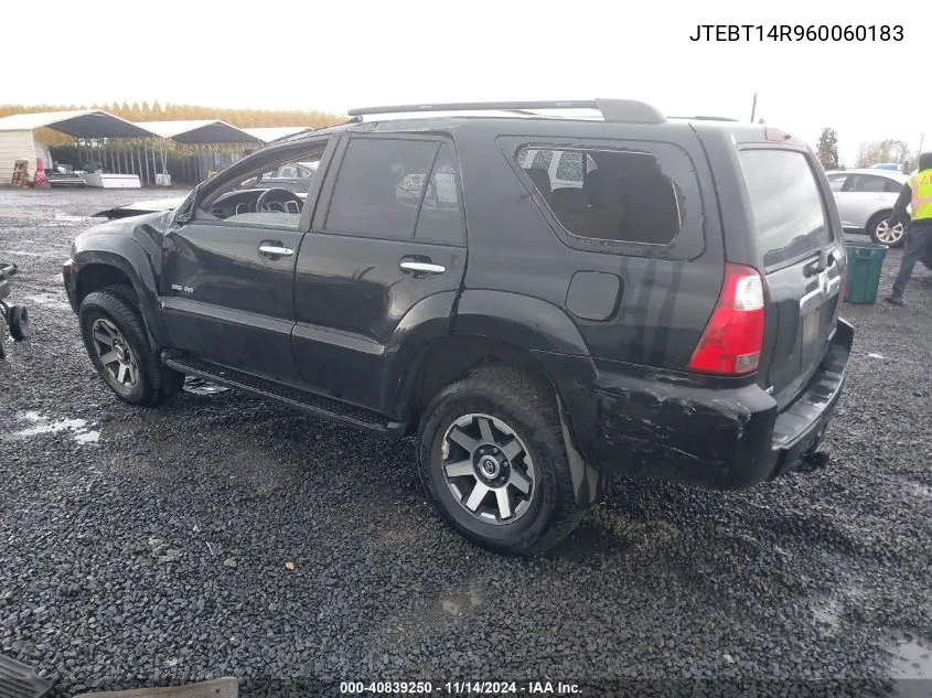 2006 Toyota 4Runner Sr5 V8 VIN: JTEBT14R960060183 Lot: 40839250