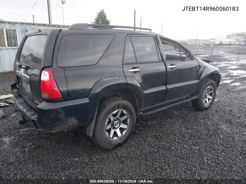 2006 Toyota 4Runner Sr5 V8 VIN: JTEBT14R960060183 Lot: 40839250