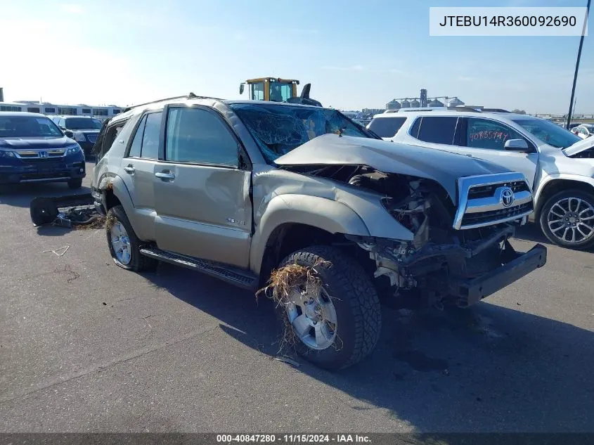 2006 Toyota 4Runner Sr5 V6 VIN: JTEBU14R360092690 Lot: 40847280