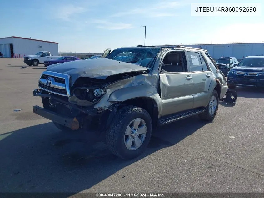 2006 Toyota 4Runner Sr5 V6 VIN: JTEBU14R360092690 Lot: 40847280