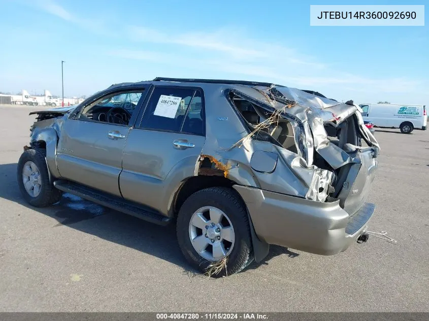 2006 Toyota 4Runner Sr5 V6 VIN: JTEBU14R360092690 Lot: 40847280