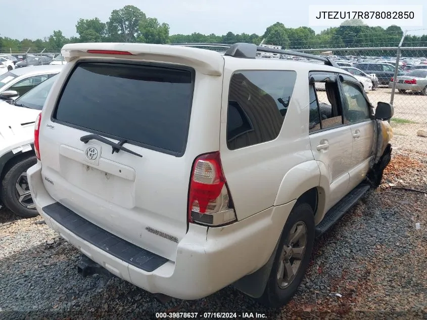 2007 Toyota 4Runner Limited V6 VIN: JTEZU17R878082850 Lot: 39878637