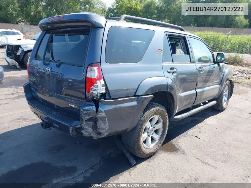 JTEBU14R270127222 2007 Toyota 4Runner Sport V6