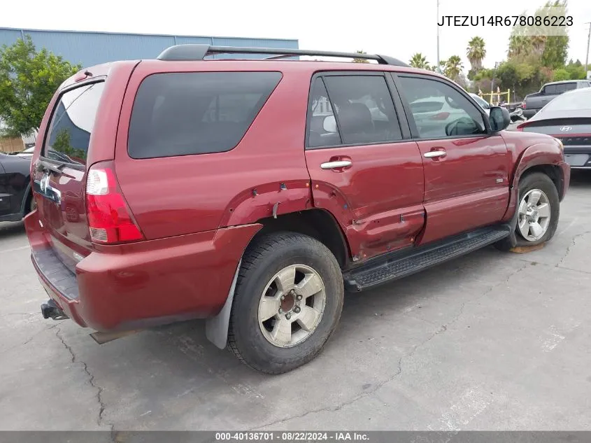 2007 Toyota 4Runner Sr5 V6 VIN: JTEZU14R678086223 Lot: 40136701