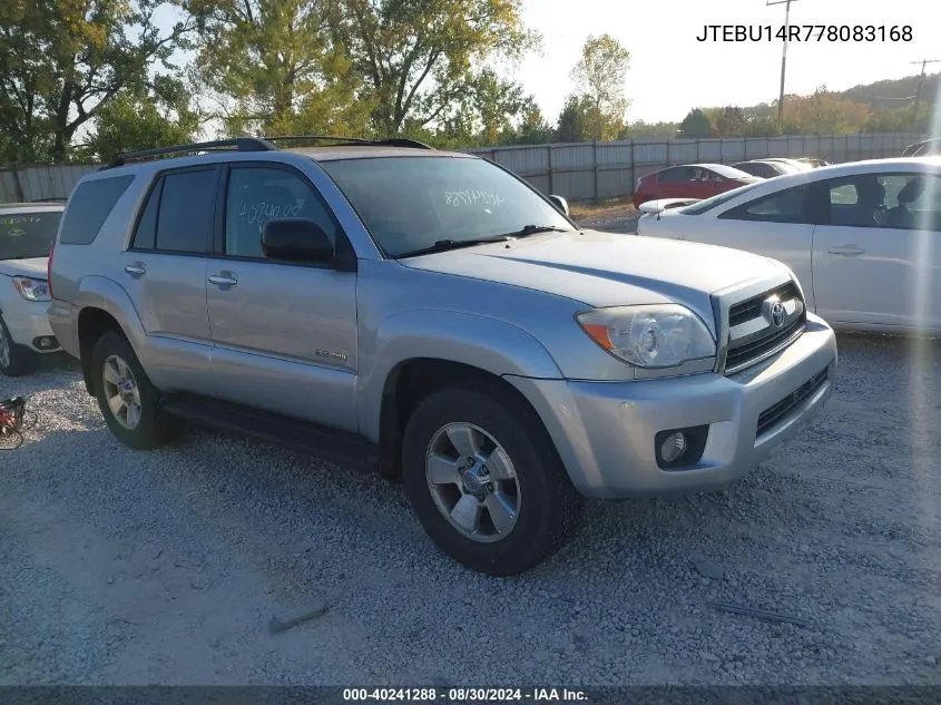 2007 Toyota 4Runner Sr5 V6 VIN: JTEBU14R778083168 Lot: 40241288