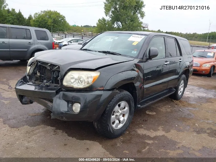 2007 Toyota 4Runner Sr5 V6 VIN: JTEBU14R270121016 Lot: 40249620