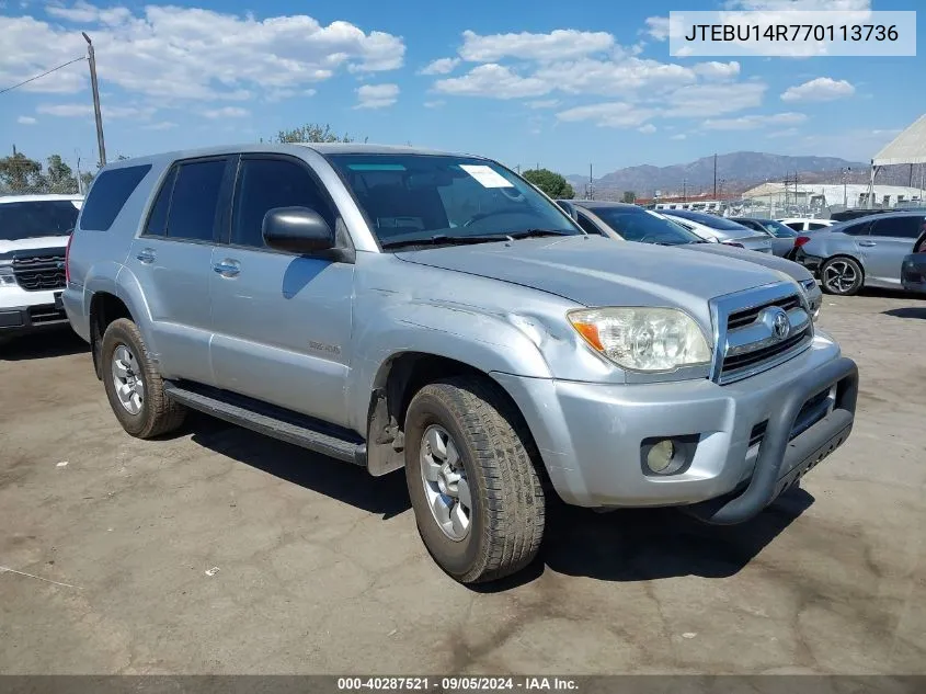 2007 Toyota 4Runner Sr5 V6 VIN: JTEBU14R770113736 Lot: 40287521