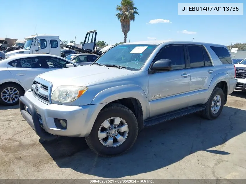 2007 Toyota 4Runner Sr5 V6 VIN: JTEBU14R770113736 Lot: 40287521