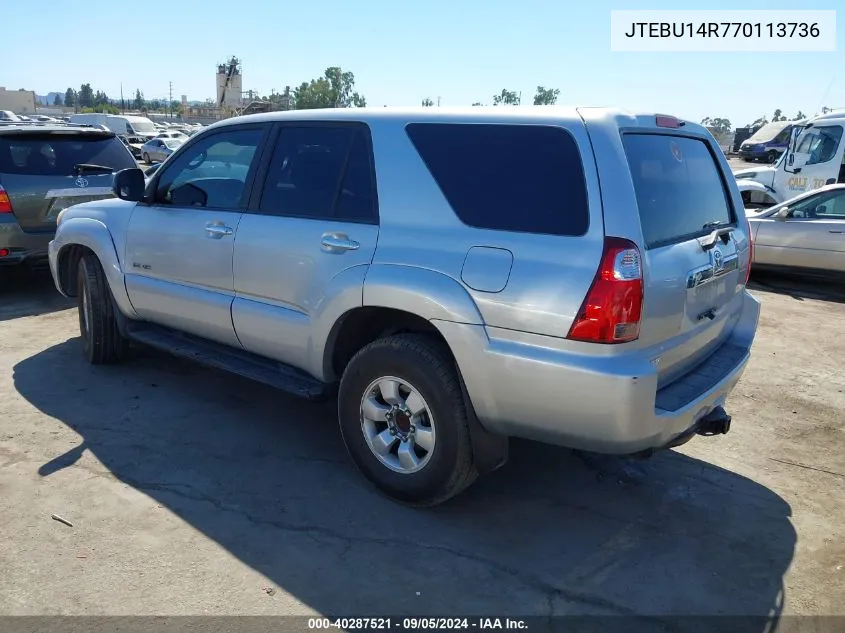 2007 Toyota 4Runner Sr5 V6 VIN: JTEBU14R770113736 Lot: 40287521