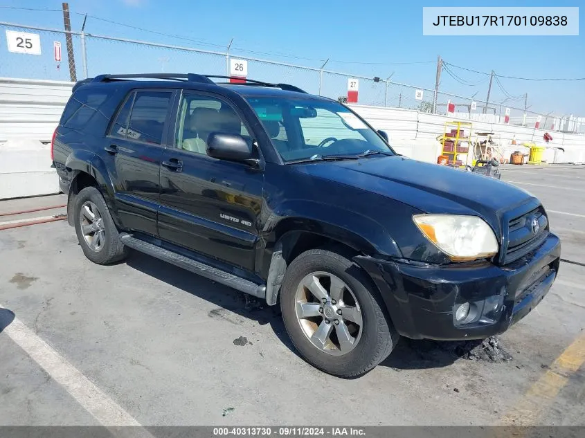 2007 Toyota 4Runner Limited V6 VIN: JTEBU17R170109838 Lot: 40313730