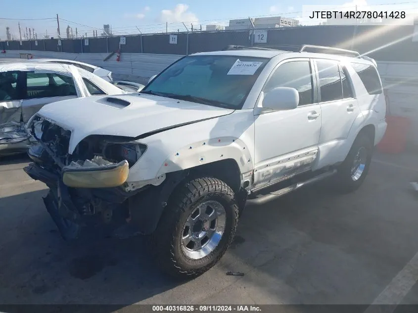 2007 Toyota 4Runner Sr5/Sport VIN: JTEBT14R278041428 Lot: 40316826