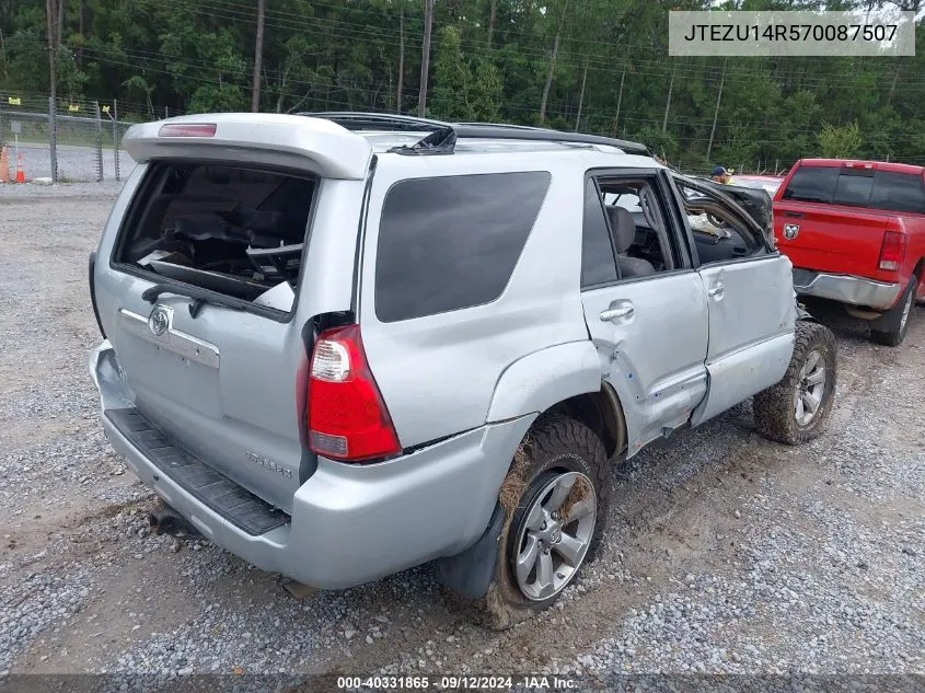 2007 Toyota 4Runner Sr5 V6 VIN: JTEZU14R570087507 Lot: 40331865