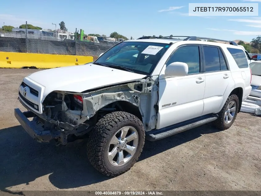 2007 Toyota 4Runner Limited V8 VIN: JTEBT17R970065512 Lot: 40384879