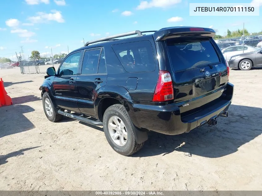 2007 Toyota 4Runner Sport V6 VIN: JTEBU14R070111150 Lot: 40392985