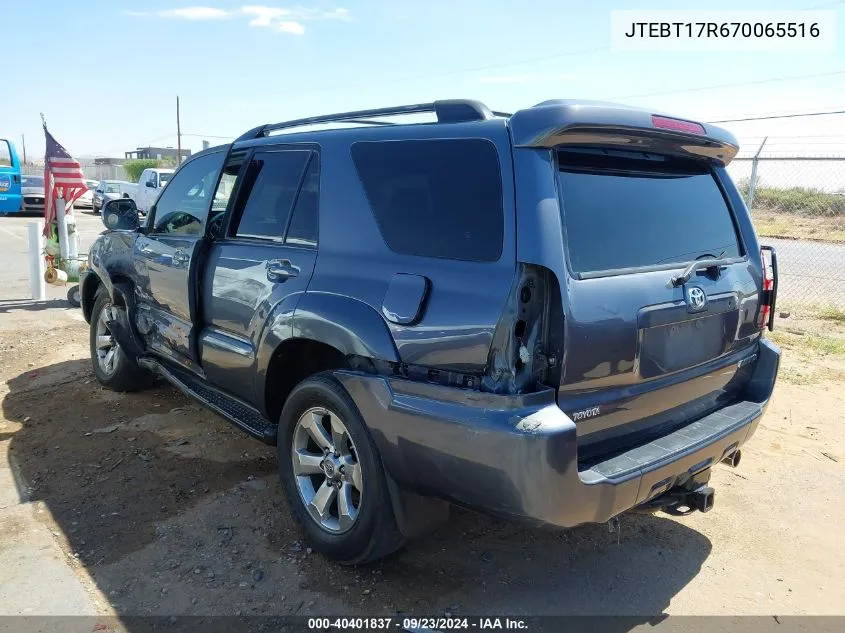 JTEBT17R670065516 2007 Toyota 4Runner Limited V8