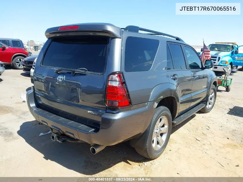 2007 Toyota 4Runner Limited V8 VIN: JTEBT17R670065516 Lot: 40401837