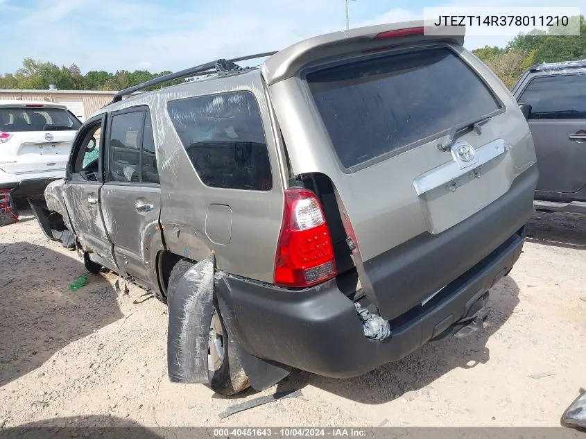 2007 Toyota 4Runner Sr5 V8 VIN: JTEZT14R378011210 Lot: 40451643