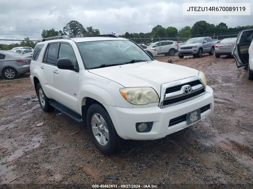 2007 Toyota 4Runner Sr5 V6 VIN: JTEZU14R670089119 Lot: 40462613