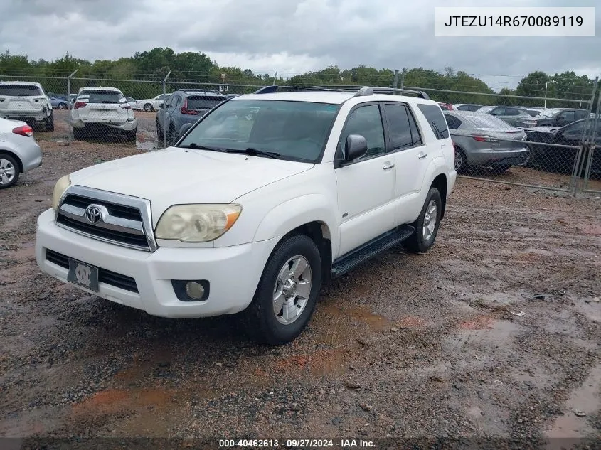 2007 Toyota 4Runner Sr5 V6 VIN: JTEZU14R670089119 Lot: 40462613