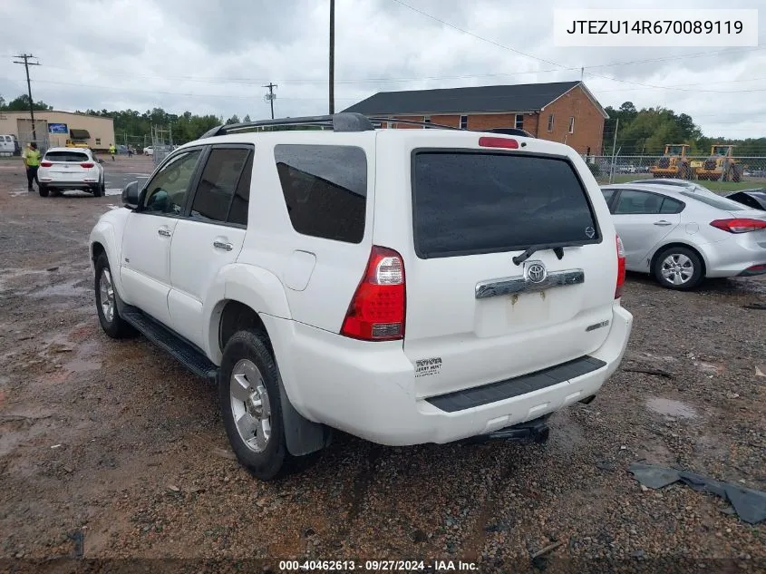 2007 Toyota 4Runner Sr5 V6 VIN: JTEZU14R670089119 Lot: 40462613