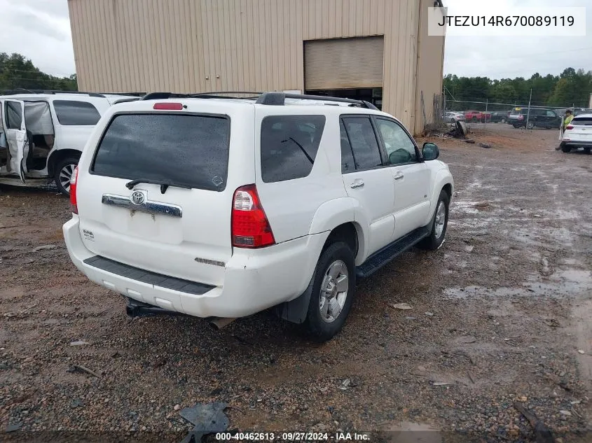 2007 Toyota 4Runner Sr5 V6 VIN: JTEZU14R670089119 Lot: 40462613