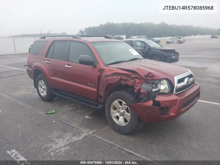 2007 Toyota 4Runner Sr5/Sport VIN: JTEBU14R578085968 Lot: 40475560