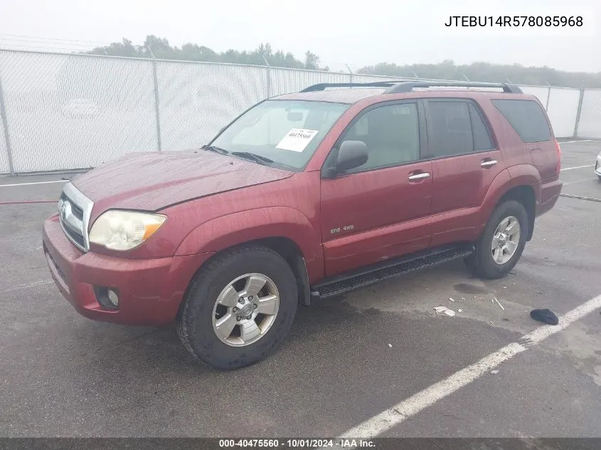 2007 Toyota 4Runner Sr5/Sport VIN: JTEBU14R578085968 Lot: 40475560