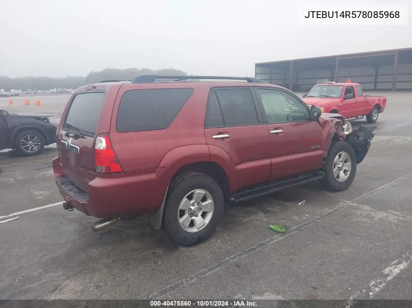 2007 Toyota 4Runner Sr5/Sport VIN: JTEBU14R578085968 Lot: 40475560