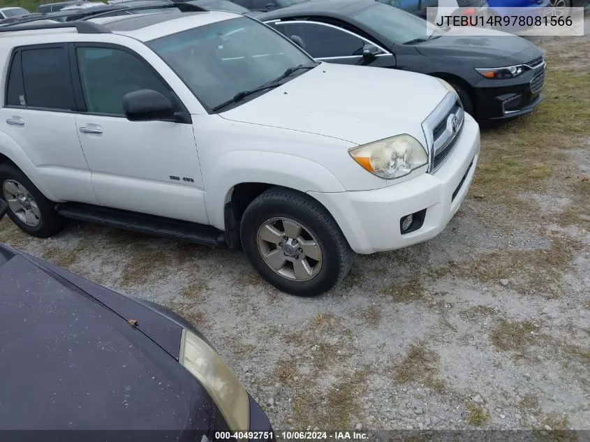 2007 Toyota 4Runner Sr5/Sport VIN: JTEBU14R978081566 Lot: 40492751