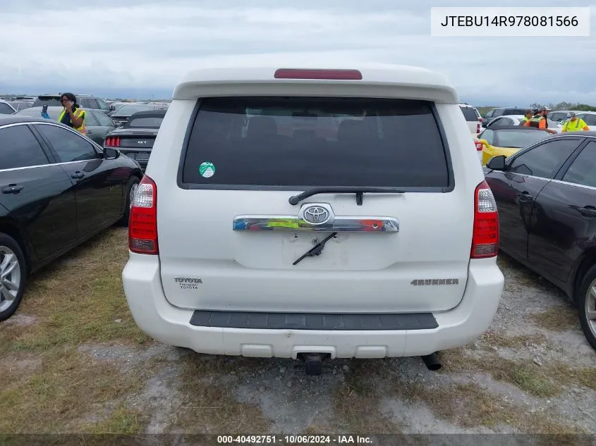 2007 Toyota 4Runner Sr5/Sport VIN: JTEBU14R978081566 Lot: 40492751