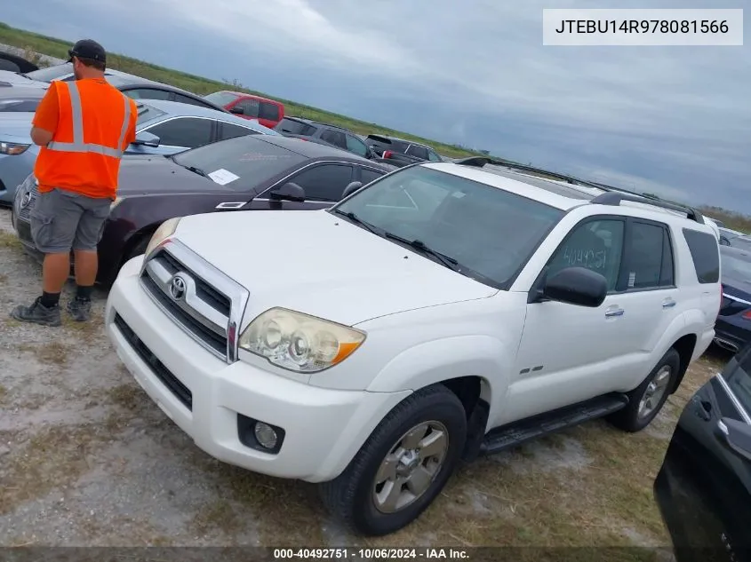 2007 Toyota 4Runner Sr5/Sport VIN: JTEBU14R978081566 Lot: 40492751